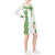 Polynesian Long Sleeve String Tie Dress - White Parallel Pattern Green Women Yellow - Polynesian Pride