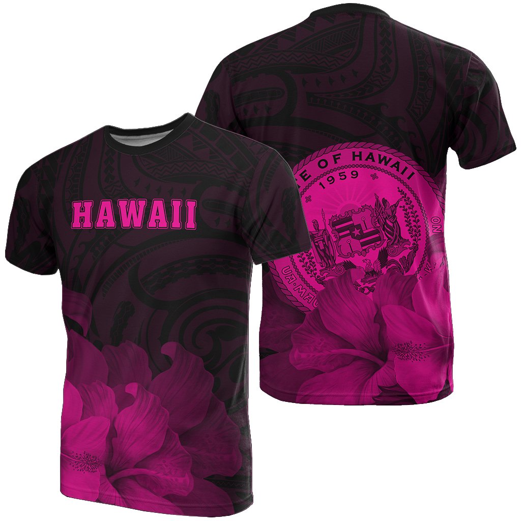 Hawaii State Hibiscus Pink Polynesian T Shirt Floral Style Unisex Pink - Polynesian Pride