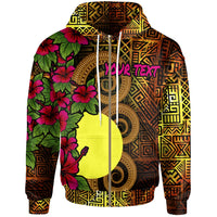 Palau Polynesian Custom Zip up Hoodie Hibiscus Vintage Unisex Orange - Polynesian Pride