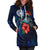 Northern Mariana Islands Polynesian Hoodie Dress - Blue Turtle Hibiscus - Polynesian Pride