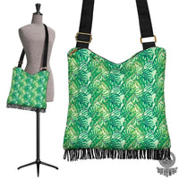 Hawaii Tropical Leaves Jungle Monstera Leaf Crossbody Boho Handbag Crossbody Boho Handbag One Size Green - Polynesian Pride