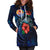 Tahiti Polynesian Hoodie Dress - Blue Turtle Hibiscus - Polynesian Pride