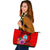 Guam Polynesian Large Leather Tote - Floral With Seal Red - Polynesian Pride