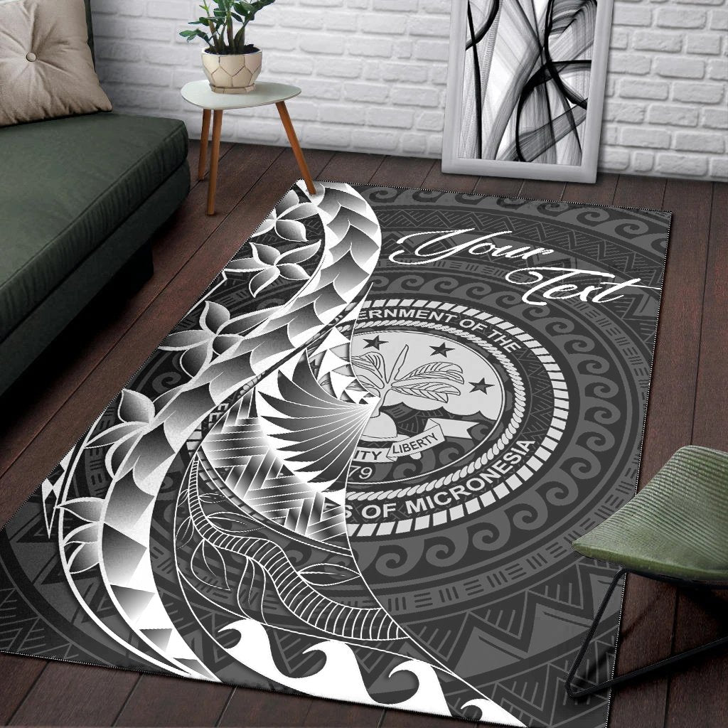 Federated States of Micronesia Area Rug - Custom Personalised Polynesian Pattern Style Black - Polynesian Pride