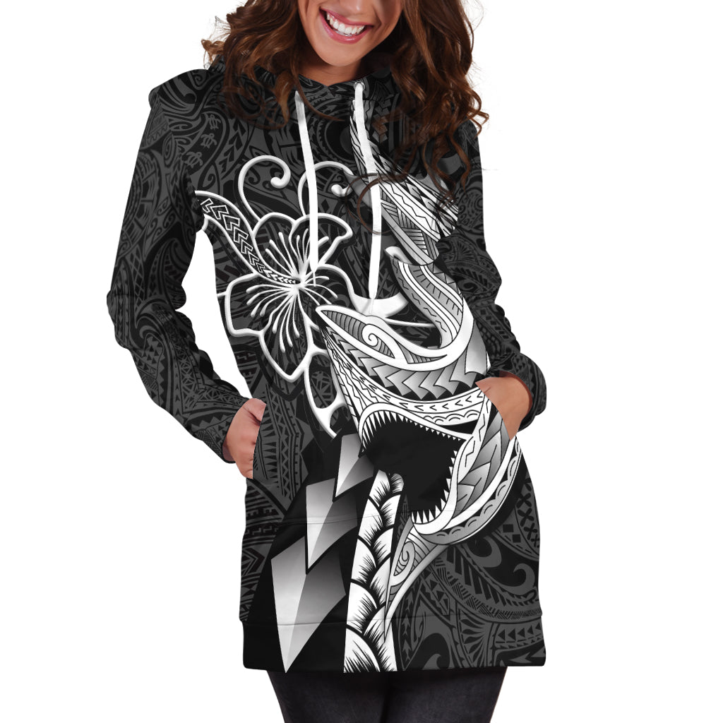 Polynesian Shark Tattoo Hawaii Tribal Hoodie Dress - LT12 - Polynesian Pride