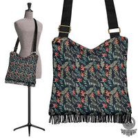 Hawaii Tropical Strelitzia Black Crossbody Boho Handbag Crossbody Boho Handbag One Size Green - Polynesian Pride