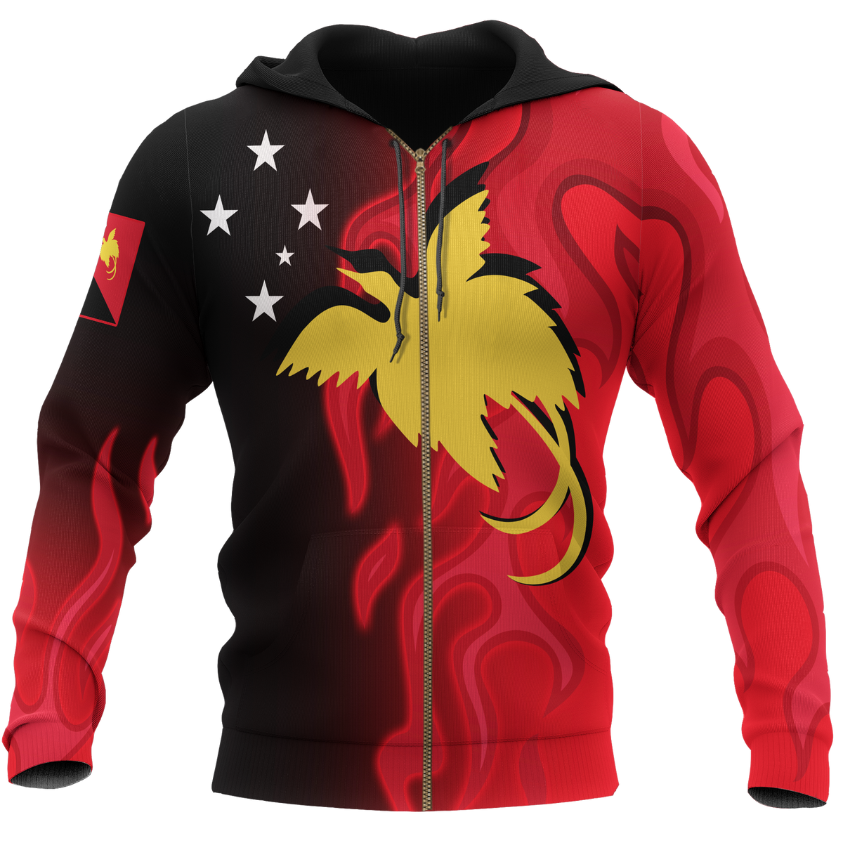 Papua New Guinea Hoodie (Zip up) PNG Flame Unisex RED - Polynesian Pride