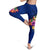 Tonga Polynesian Women's Legging - Floral With Seal Blue - Polynesian Pride