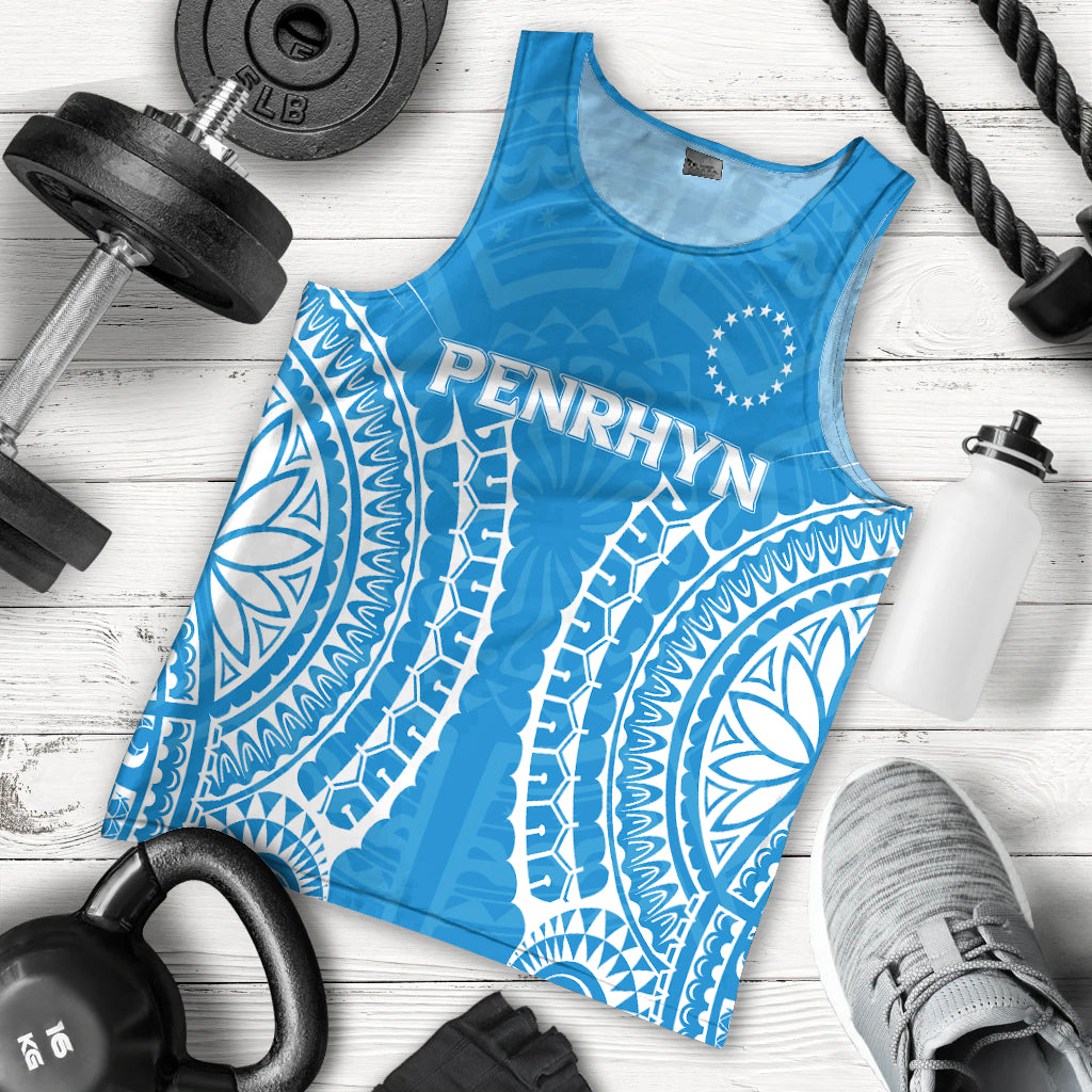 (Custom Personalised) Penrhyn Men Tank Top - Tribal Pattern - LT12 Blue - Polynesian Pride