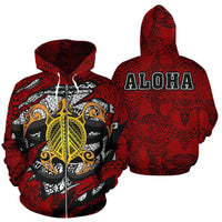 Aloha Turtle Polynesian Hoodie Unisex Red - Polynesian Pride