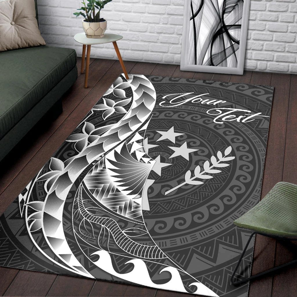 Kosrae Area Rug - Custom Personalised Polynesian Pattern Style Black - Polynesian Pride