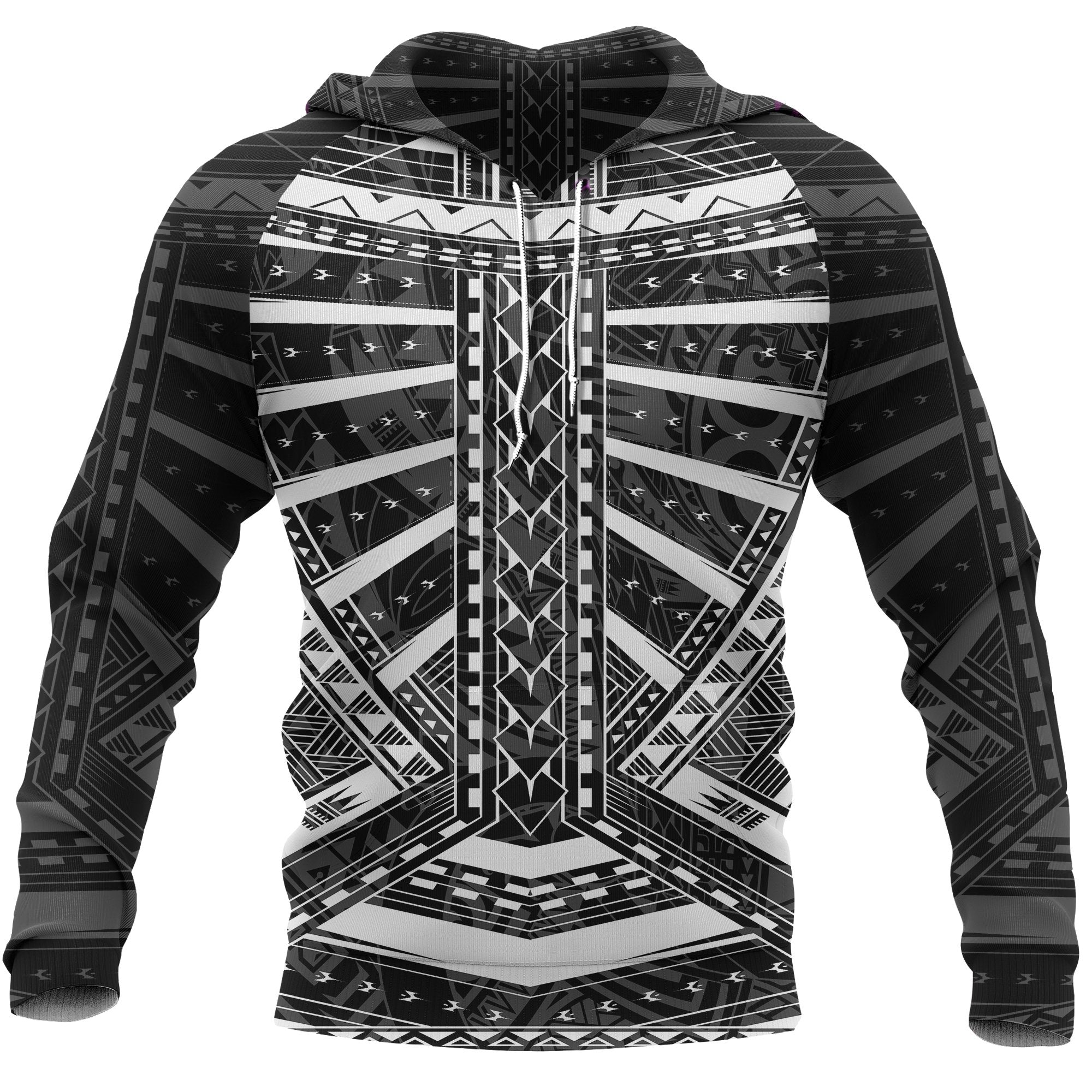 Polynesian Tattoo All Over Hoodie White Unisex White - Polynesian Pride