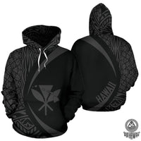 Kanaka Hawaii Map Grey Polynesian Hoodie Circle Style - Polynesian Pride