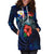 Philippines Polynesian Hoodie Dress - Blue Turtle Hibiscus - Polynesian Pride