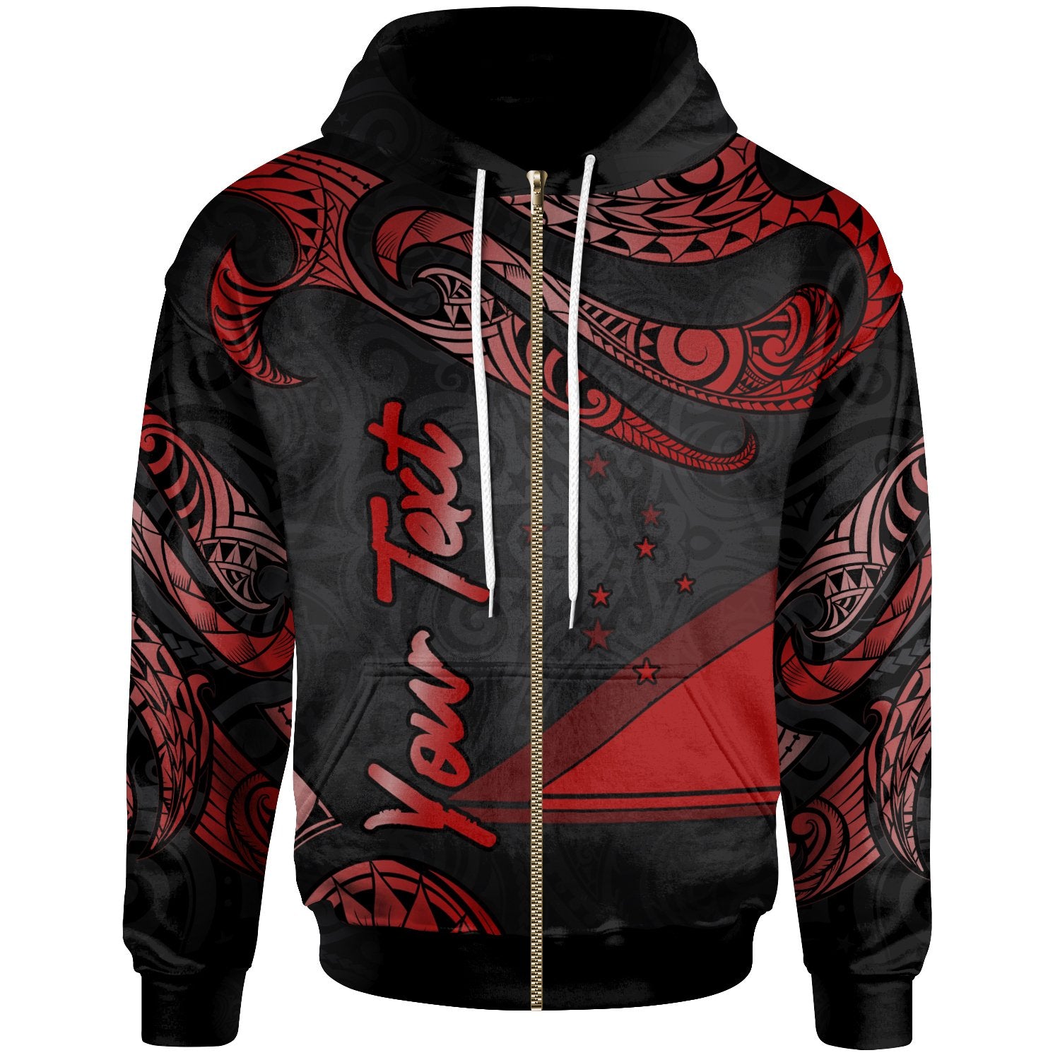 Tokelau Polynesian Custom Zip Hoodie Polynesian Tattoo Red Version Unisex Red - Polynesian Pride