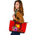 Papua New Guinea Polynesian Large Leather Tote - Floral With Seal Red - Polynesian Pride