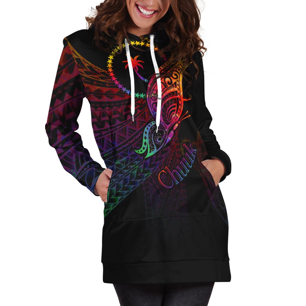 Chuuk State Hoodie Dress - Butterfly Polynesian Style - Polynesian Pride