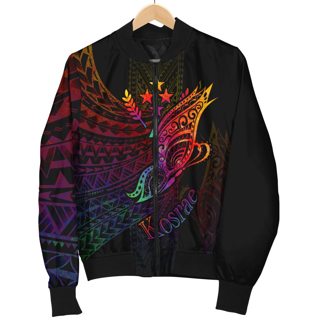 Kosrae State Men's Bomber Jacket - Butterfly Polynesian Style - Polynesian Pride