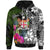 Fiji Custom Hoodie Turtle Plumeria Banana Leaf Crest Unisex Black - Polynesian Pride