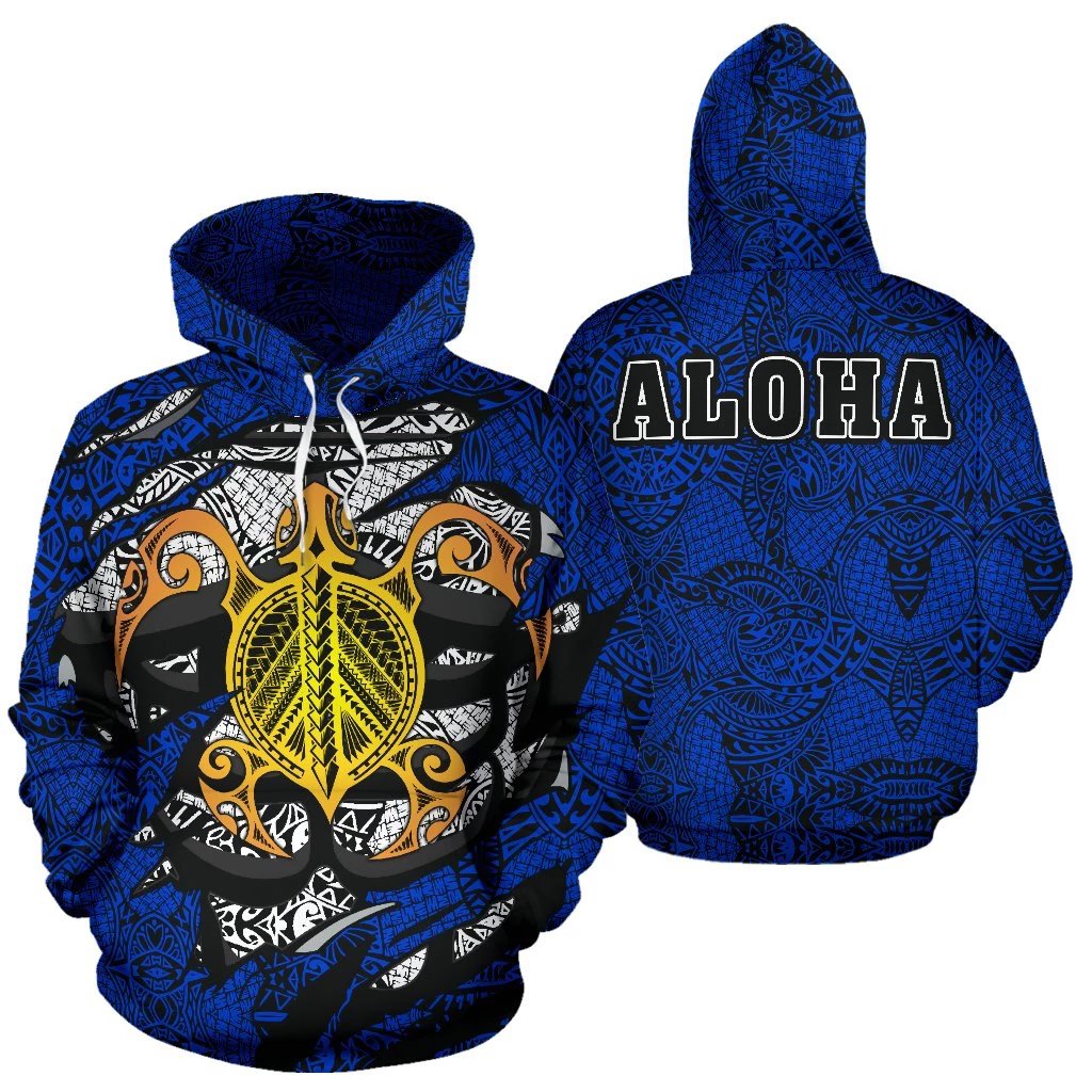 Aloha Turtle Polynesian Hoodie Unisex White - Polynesian Pride