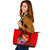 Tonga Polynesian Custom Personalised Large Leather Tote - Floral With Seal Red - Polynesian Pride