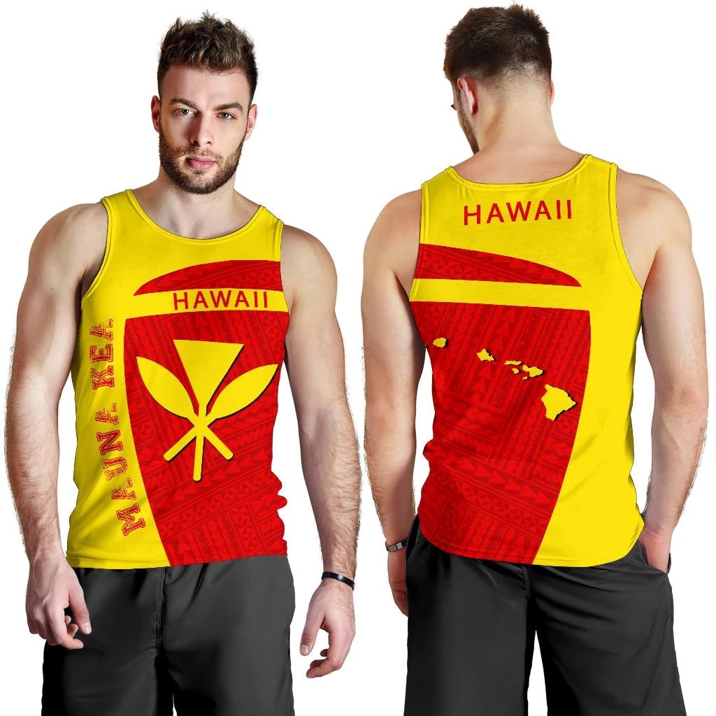 Hawaii Kanaka Polynesian Mauna Kea Sport Men's Tank Top - Premium Style Yellow - Polynesian Pride