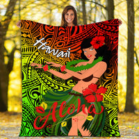 Hawaii Hula Girl Reggae Blanket - LT2 White - Polynesian Pride