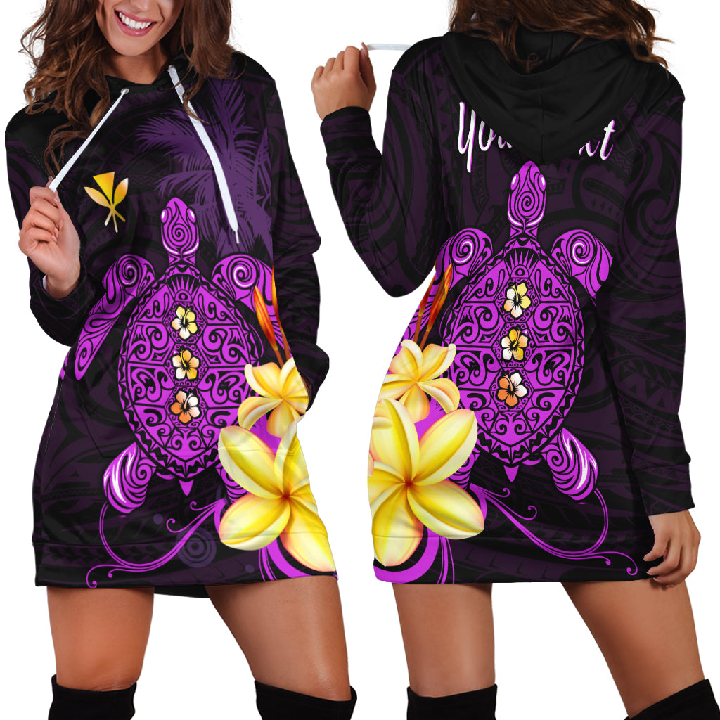 (Custom Personalised)Hawaii Turtle Hoodie Dress Hawaiian Flowers Version Purple Elegant LT13 Purple - Polynesian Pride