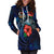 Vanuatu Polynesian Hoodie Dress - Blue Turtle Hibiscus - Polynesian Pride