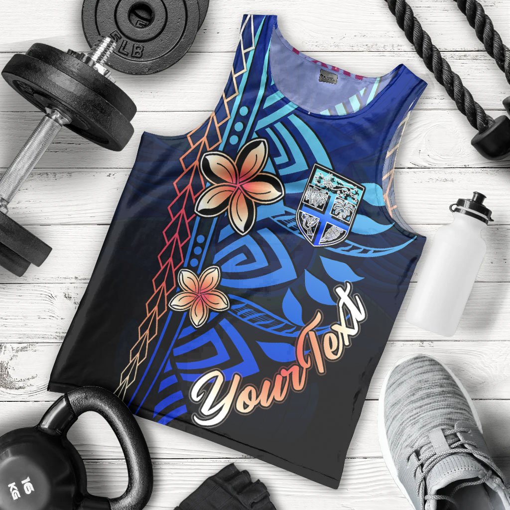 Fiji Custom Personalised Men's Tank Top - Vintage Tribal Mountain Blue - Polynesian Pride