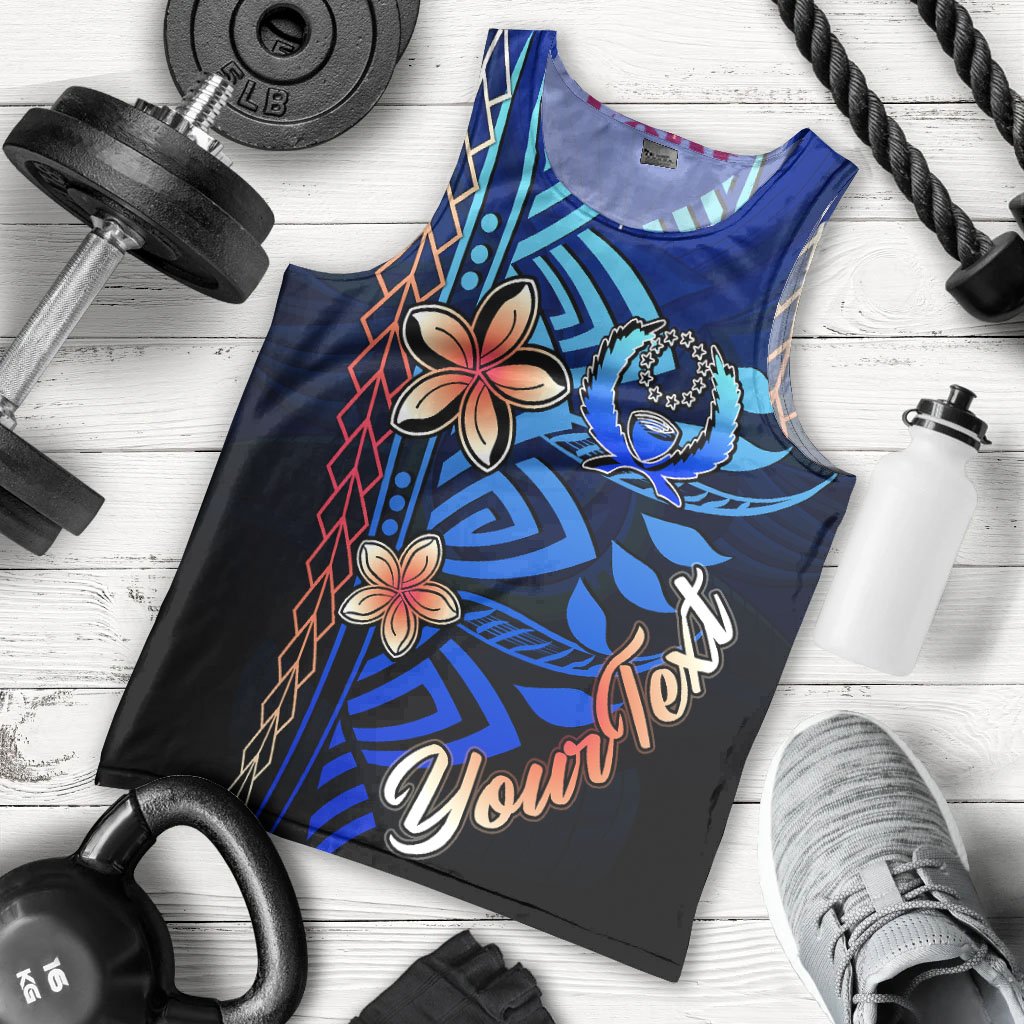 Pohnpei Custom Personalised Men's Tank Top - Vintage Tribal Mountain Blue - Polynesian Pride