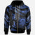 Tuvalu Polynesian Custom Zip Hoodie Polynesian Tattoo Blue Version Unisex Blue - Polynesian Pride