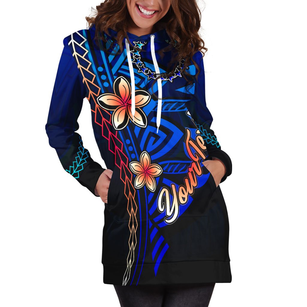 Cook Islands Custom Personalised Hoodie Dress - Vintage Tribal Mountain - Polynesian Pride