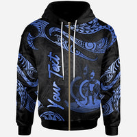 Vanuatu Polynesian Custom Hoodie Polynesian Tattoo Blue Version Unisex Blue - Polynesian Pride