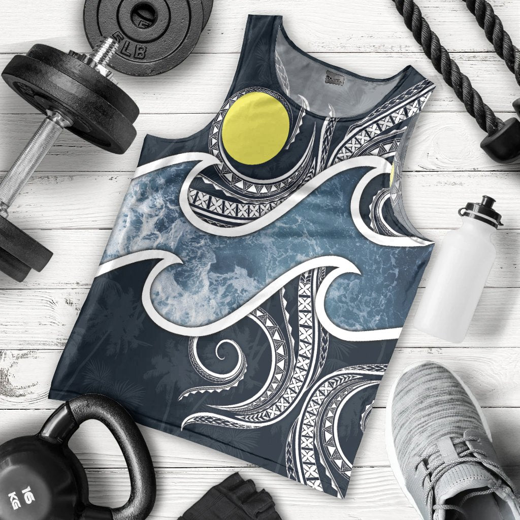 Palau Polynesian Men's Tank Top - Ocean Style Blue - Polynesian Pride