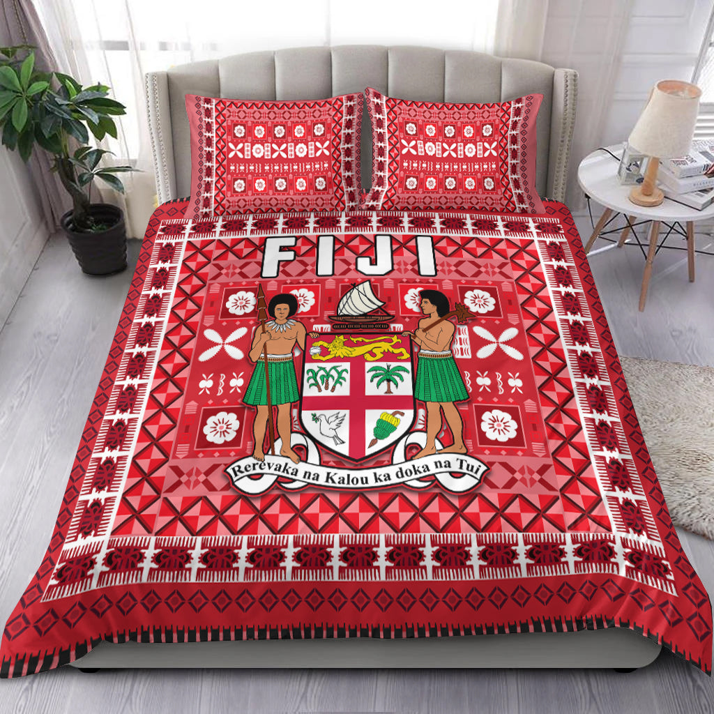 Fiji Bedding Set Pattern - Fijian Tapa Pattern Red LT13 Red - Polynesian Pride