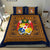 (Custom Personalised) Tonga Pattern Bedding Set Coat of Arms - Navy and Orange LT4 - Polynesian Pride