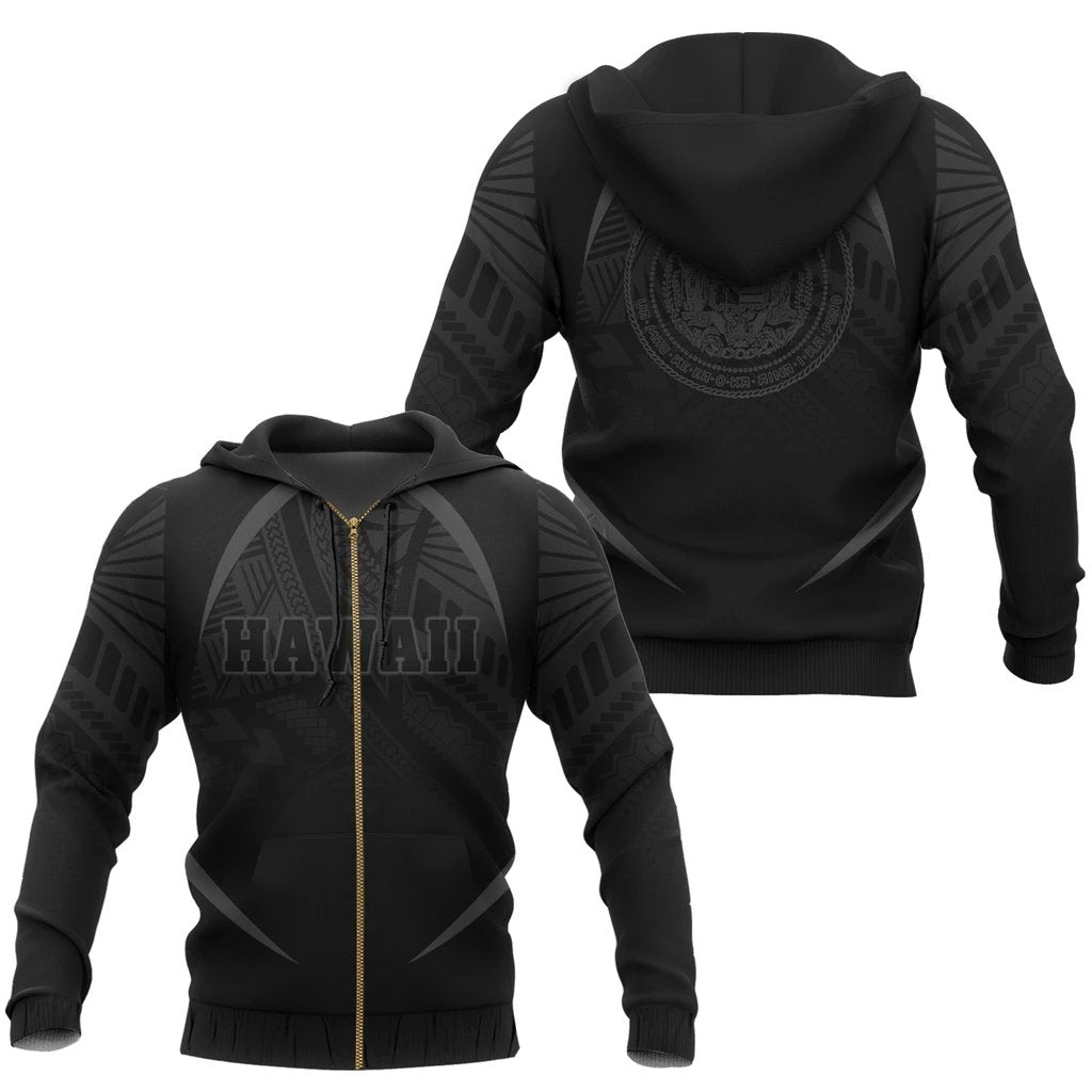Hawaii Polynesian Zipper Hoodie Gray The Face Style Unisex Gray - Polynesian Pride