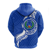 Pohnpei Zip up Hoodie Micronesia Pride Blue LT12 - Polynesian Pride