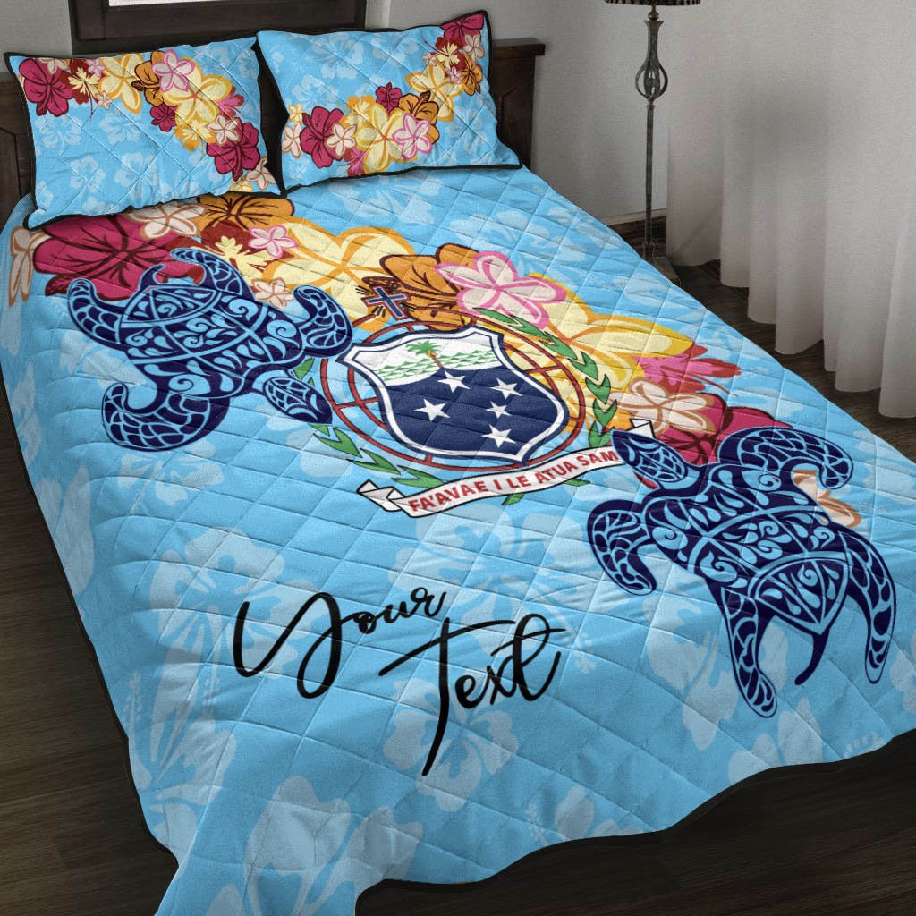 Samoa Custom Personalised Quilt Bed Set - Tropical Style Blue - Polynesian Pride