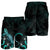 Cook Islands Polynesian Men's Shorts - Turtle With Blooming Hibiscus Turquoise - Polynesian Pride