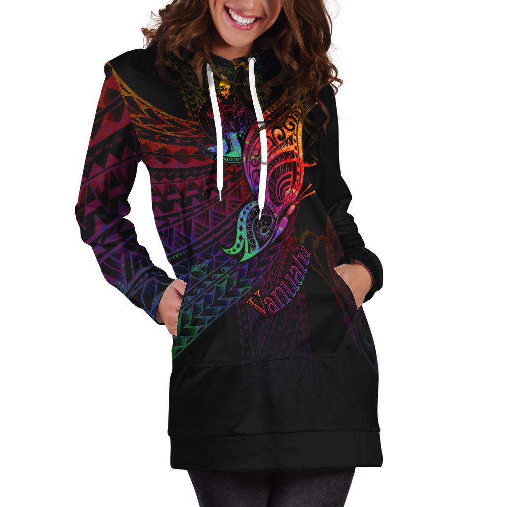 Vanuatu Hoodie Dress - Butterfly Polynesian Style - Polynesian Pride