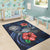 American Samoa Polynesian Area Rug - Blue Turtle Hibiscus - Polynesian Pride