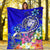 Fiji Premium Blanket - Turtle Plumeria (Blue) - Polynesian Pride