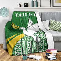 Tailevu Rugby Premium Blanket Fiji Rugby Tapa Pattern Green LT13 - Polynesian Pride