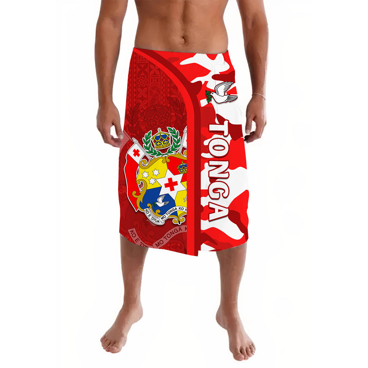 Tonga Unique Lavalava Camouflage with Tongan Pattern LT13 Red - Polynesian Pride