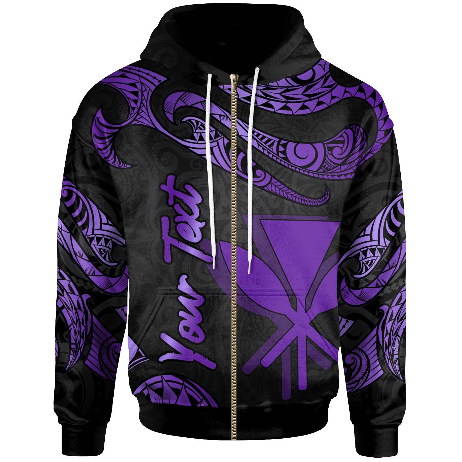 Hawaii Kanaka Maoli Polynesian Custom Zip Hoodie Polynesian Tattoo Purple Version Unisex Purple - Polynesian Pride