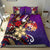 Tonga Polynesian Bedding Set - Tribal Flower With Special Turtles Purple Color - Polynesian Pride