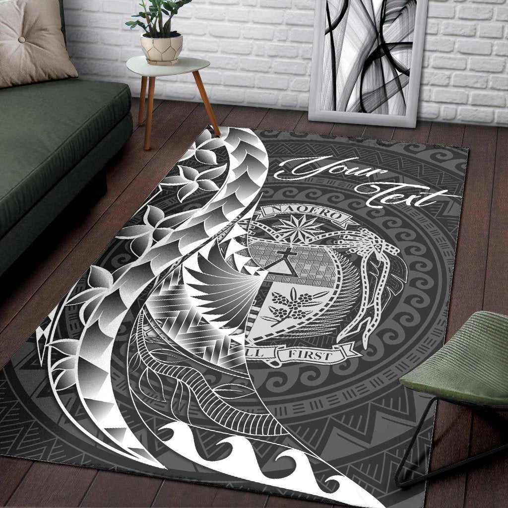 Nauru Area Rug - Custom Personalised Polynesian Pattern Style Black - Polynesian Pride