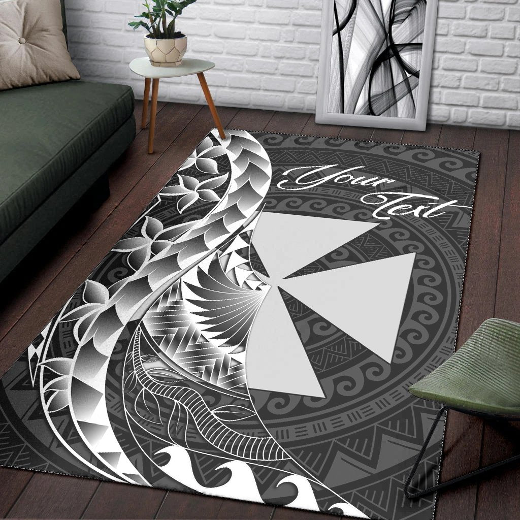 Wallis and Futuna Area Rug - Custom Personalised Polynesian Pattern Style Black - Polynesian Pride